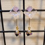 作品手作りレジンパーツ×ビジューパーツ ピアス ハンドメイドアクセサリー