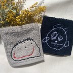 作品【似顔絵ハンカチ】こどもの絵　似顔絵　刺繍　　今治タオル　タオルハンカチ　父の日　母の日　敬老の日　プレゼント　バレンタインデー　ホワイトデー　ギフト　らくがき　思い出　贈り物