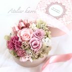作品爽やかピンクのハーモニー♡フラワーBOX                              結婚祝い 誕生日プレゼント  退職祝い 母の日 フラワーアレンジメント  