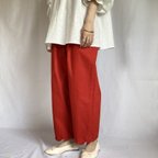 作品《 陽気なあの子の Scallop Pants》02/レッド/赤/パンツ/タック/ゴム/アンクル丈/スカラップ