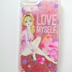 作品※SOLD OUT　iPhoneグリッターケース【Love myself】ピンク