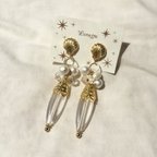 作品【NEW】ホワイト×ゴールドのバブルシェルピアス