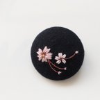 作品桜の刺繍ブローチ 【送料無料】