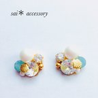 作品パシフィックオパールのシェルイヤリング／ピアス