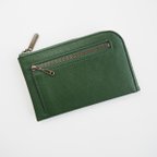 作品薄くて軽いコンパクトな財布 10枚カードポケット　ヴィンテージグリーン　スクイーズ