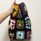 作品granny square tote bag(black4)