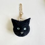 作品黒猫の猫バッグチャーム791 猫バッグチャーム　バッグチャーム　羊毛フェルト猫　羊毛フェルト　リアル猫