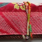 作品６６０７　絞りと花柄の着物で作った和風財布・ポーチ　＃送料無料