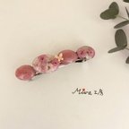 作品ピンクのかすみ草のバレッタ　No.207