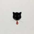 作品羊毛フェルト 猫ミニブローチ 黒猫