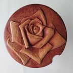 作品木彫りのシュガーポット  薔薇Ｂ