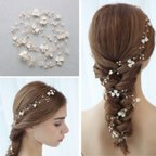 作品ヘッドドレス パールフラワー 小枝アクセサリー 大人可愛い 小枝 ヘアアクセサリー