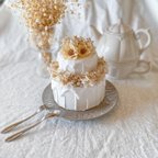 作品ホワイトゴールド紫陽花のデコレーションドリップクレイケーキ