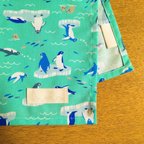 作品【ランチマット】40×60【流氷ペンギン】ミントグリーン