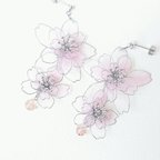 作品~泡桜の耳飾り(イヤリング/ピアス)~銀にふたひら-春酔色-~