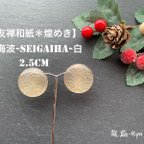 作品【友禅和紙＊煌めき】ピアス＊白い青海波-Seigaiha.2.5cm