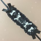 作品♥ リボンヘッドドレス ホワイト×ブラック ♥