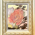 作品金箔が煌びやかな薔薇のアート