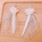 作品結婚式　ウェディングフェザーピアス【Wedding Feather series】