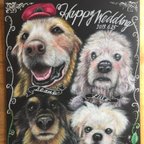 作品A3サイズ２枚チョークアート愛犬の似顔絵オーダー特別価格