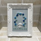 作品【送料無料】刺繍　フレーム　インテリア　トイプードル　バラ園