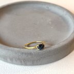 作品天然石　ナミビア産　ブルーピーターサイト 4×6mmオーバル　爪留めリング　指輪　silver925 18KGP 