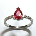 作品No. 266 Beautiful Ruby Drop Ring.