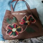 作品リボン刺繡の手提げバッグ