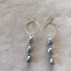 作品Fresh Water Pearl Foop Long earrings 淡水パールフープロングピアス