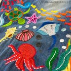 作品【La mar】デニム リメイク 刺繍 スカート