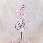 作品【新作】桜 ～ 薄紅色の満開桜（中）まるで本物の桜の様な桜フラワーインテリア・ガラス器と透明ジェルの桜花フラワーインテリア・無料ラッピング