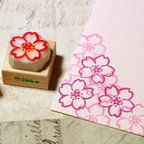 作品 ソメイヨシノ桜の花と花びら消しゴムハンコセット（持ち手付き）