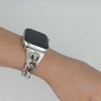 作品アップルウォッチバンド　ベルト　Apple Watch　シルバー925　スターリングシルバー　金属時計バンド　手作り　百合　紋章