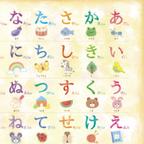 作品【A3・4枚】 絵本のような世界観が可愛い「あいうえお表（ひらがな・カタカナ）、数字表、ABC表」