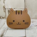 作品マスクケース 猫さん　名前入り　PUレザー　合皮　マグネットボタン　洗濯可