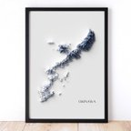 作品沖縄県/OKINAWA　立体的に見えるポスター/Topographic Map Poster　A3 B3