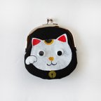 作品★小銭入れがま口★ぱっちり動く目玉の招き猫がま口