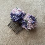 作品浴衣　髪飾り：つまみ細工　紫陽花　