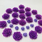 作品大きな薔薇が人気(^.^)紫のバラパーツ (大)20点セット (小薔薇ライトパープル)8Pおまけ付き