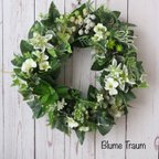 作品★Blume Traum★28cm 多肉種を使ったリース、アートフラワー、壁飾り、壁掛け、インテリア、ギフト、造花