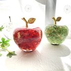 作品春色新作2024 ガラスのりんごハーバリウムオイル アジサイゴールドカスミ草ホイルフレーク レッドアップル インテリア 母の日ギフト 誕生日プレゼント