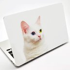 作品【目が光る】ねこ猫パソコン(mac book)ステッカースキンケースシール