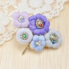 作品お花5つの刺繍のポニーフック