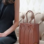 作品【限定色】中世ゴシック建築モチーフの「カテドラルバッグ1C」（本革製）／ブラウン brown cathedral bag