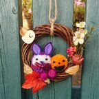 作品【ハロウィン】🎃ミニポンポンリース🐰