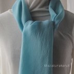 作品天然藍染めシルクスカーフ