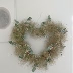 作品wreath " Coeur de fumée " ハートのリースかすみ草 ユーカリ グリーン スモークツリー ハート