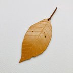 作品桜の葉のブックマーカー　栃木レザー　キャメル