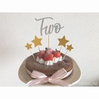 作品ケーキトッパー　〜Two〜　silver×gold
