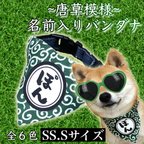 作品SS.Sサイズ★唐草模様★ オリジナル 名前入りバンダナ 猫用 犬用 小型犬 首輪